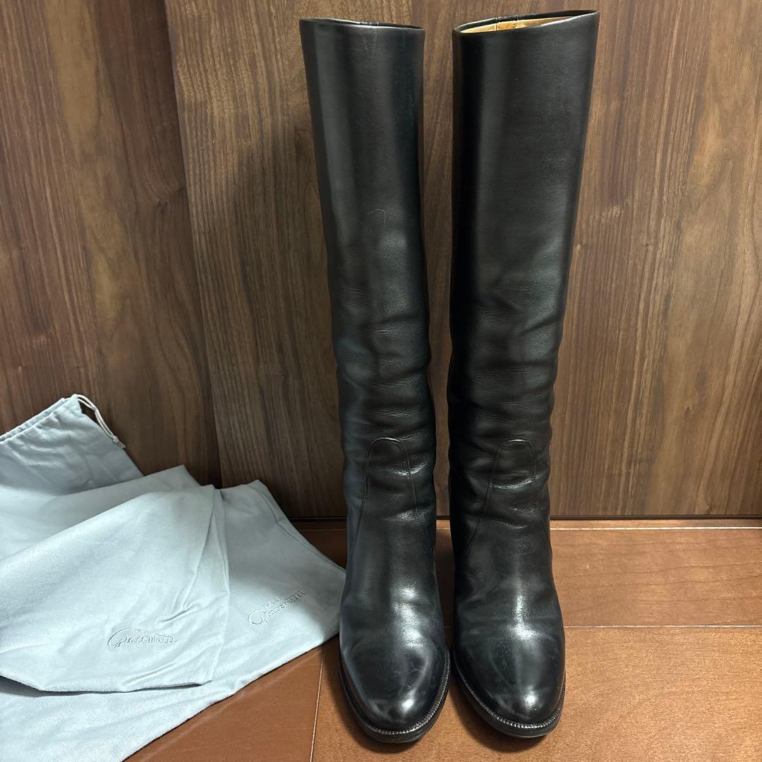 フラテッリジャコメッティ ロングブーツ 37.5 ブラック 24cm