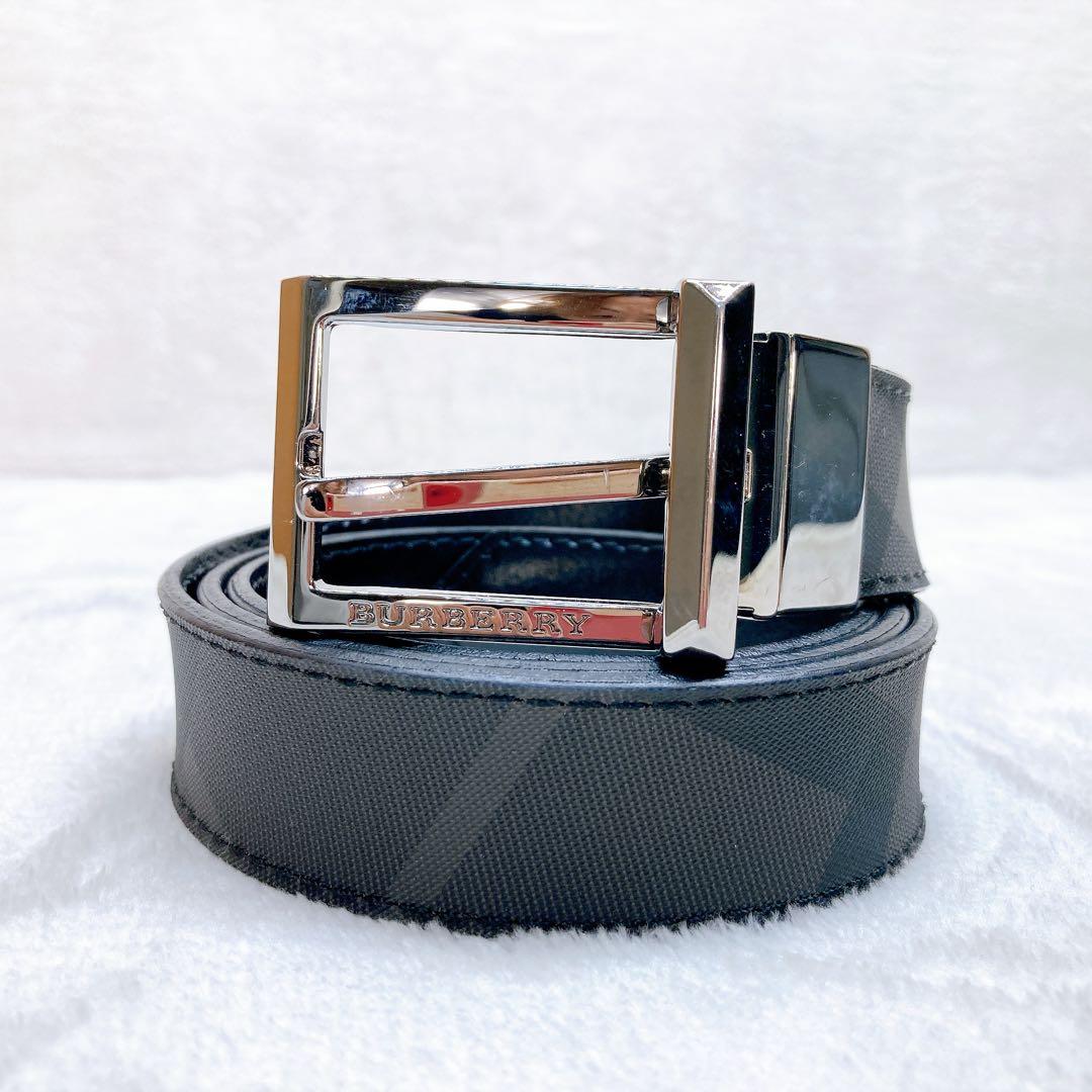 ✨美品✨BURBERRY バーバリー ベルト チェック リバーシブル ロゴ 金具