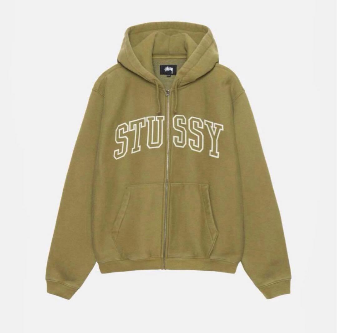STUSSY オリーブ ジップアップフーディ Lサイズ