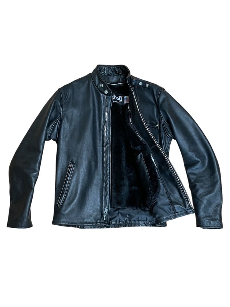 Schottシングルライダースジャケット 641黒　米国製本革(美品) 36 Schott N.Y.C（ショット） 【ポイント10倍】Schott 馬革 シングル