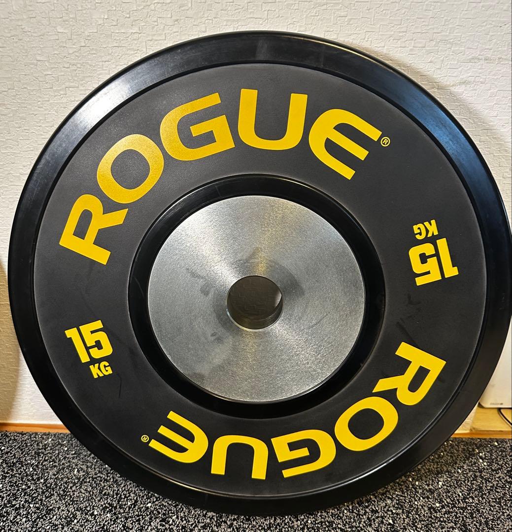 ROGUE 15kg ウエイトプレート 1枚 バーベル 用 プレート 穴あき 15kg 1枚 単品 追加 ダンベルプレート