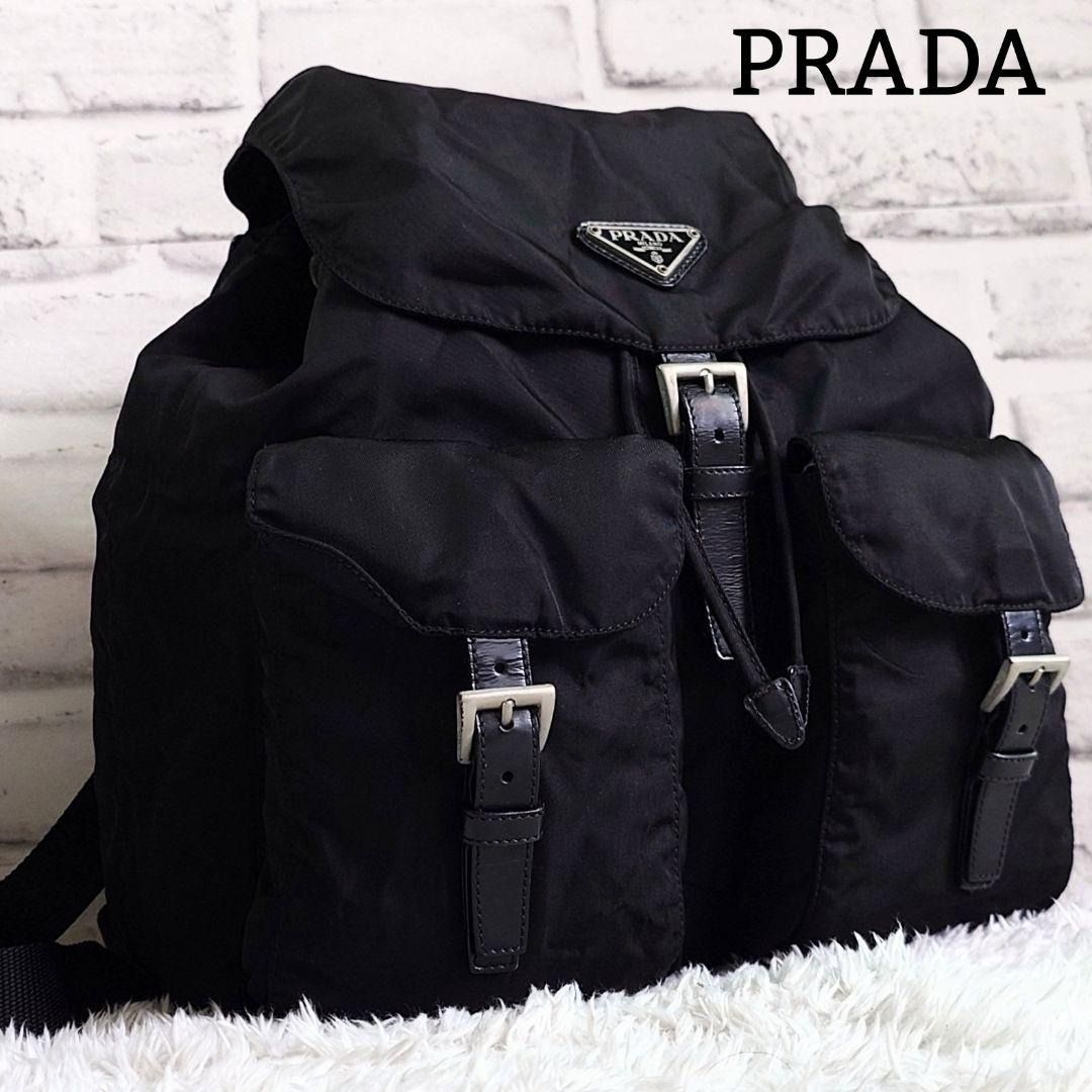 プラダ リュックサック 三角ロゴ ブラック ナイロン バックパック 巾着