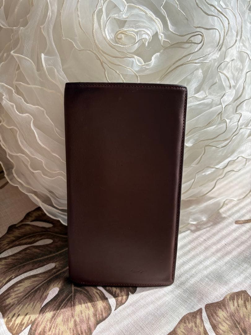 エルメス　レザー製ダークブラウン札長財布