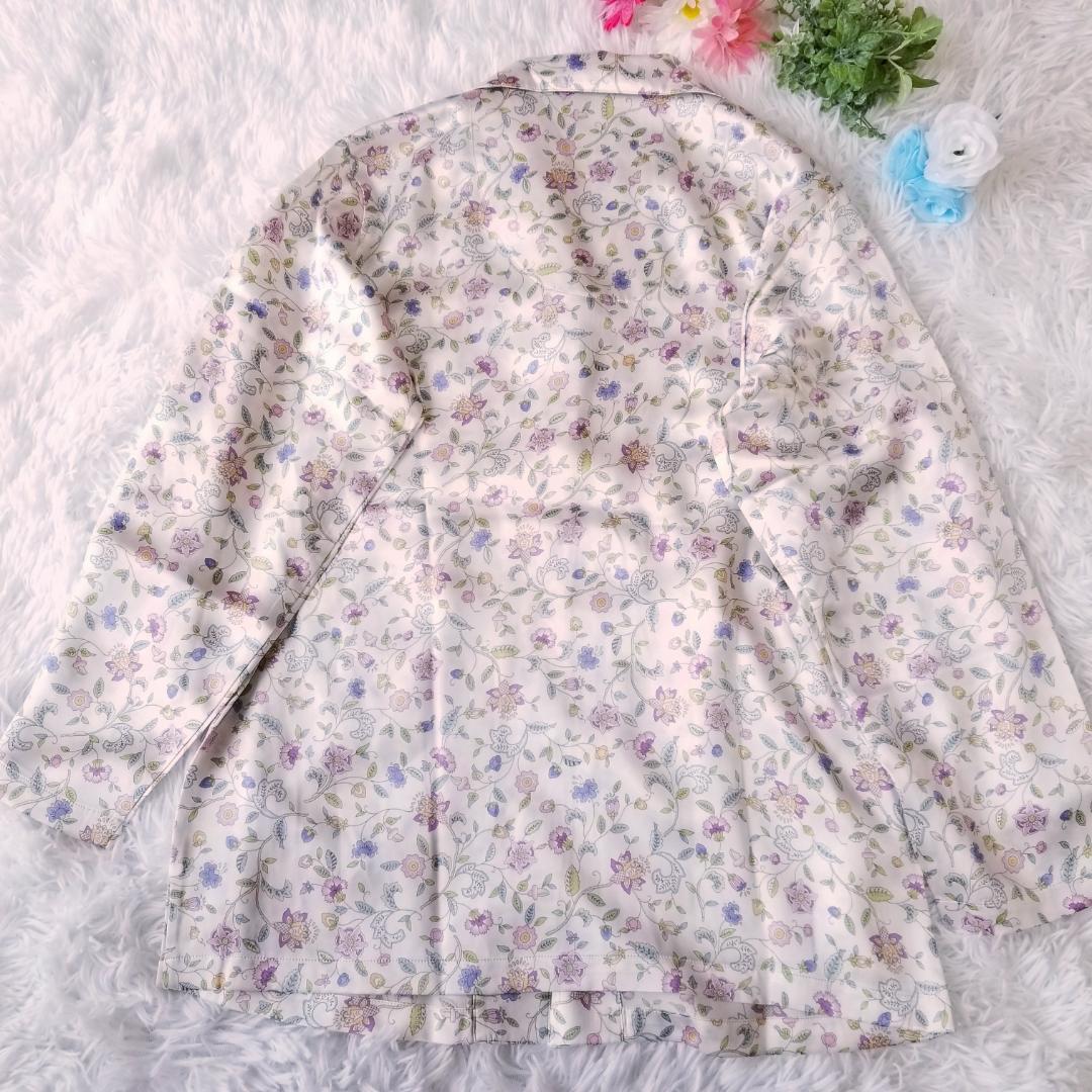 新品タグ付】ミントン シルク100% パジャマ 上下セット S 総柄