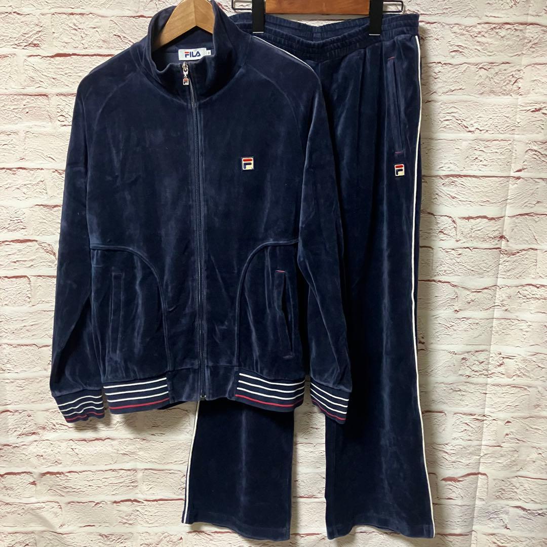 FILA フィラ セットアップ ベロア 刺繍ロゴ M 00s FILA（フィラ） US企画 フロイド ベロア ジャケット FILA Floyd Velour
