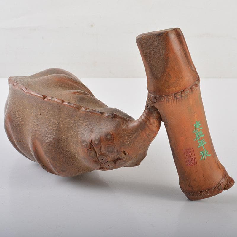 中国 古竹彫刻 豆 如意 置物 在銘 M R6593E - メルカリ