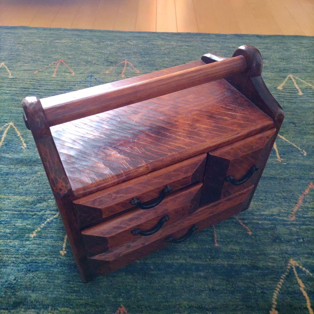 【希少・極美品】矢澤金太郎　創作家具作家　手提げ小引き出し　工芸品　小物整理箱 手作り家具作家：矢澤金太郎の食器棚:うつわ棚