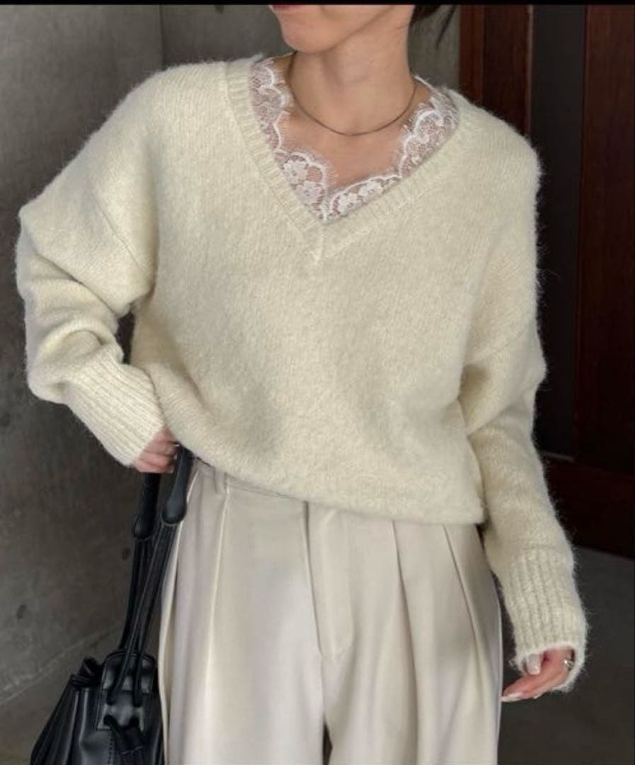 【mimiです】レーストリミングニット大人気【完売品】