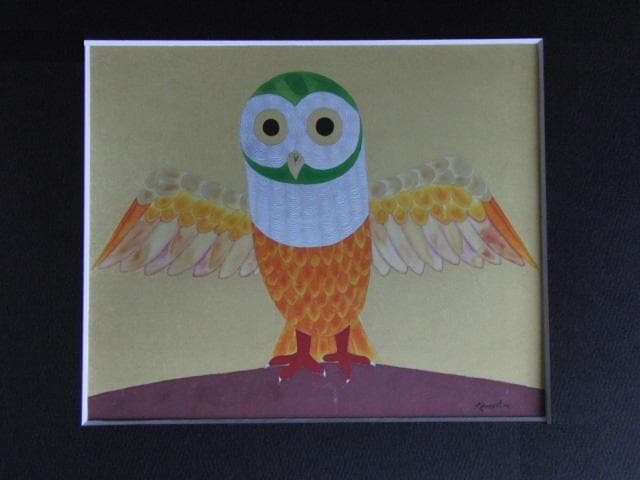 河嶋淳司、【梟】、希少な額装用画集より、新品額装付、状態良好