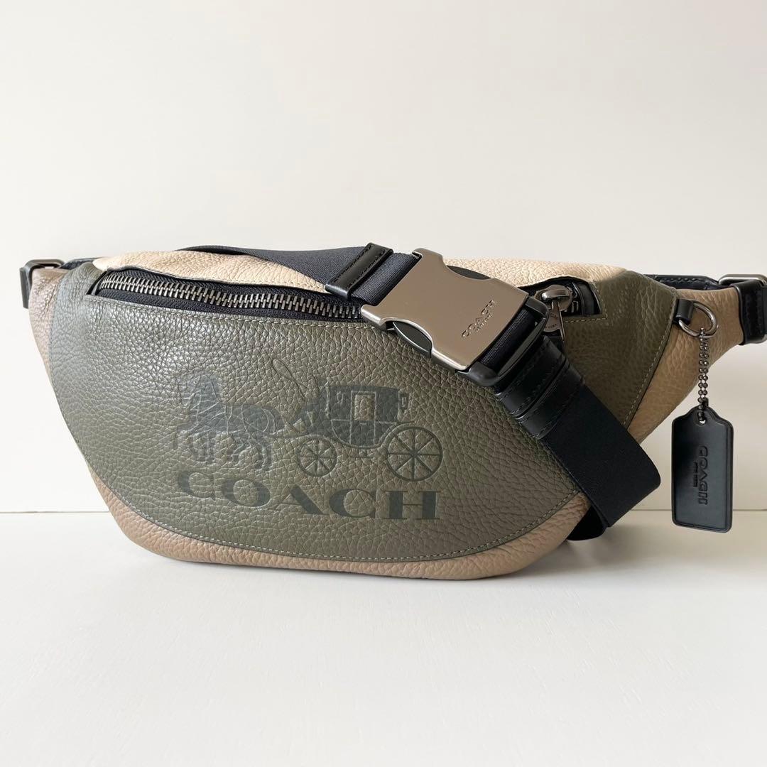 【ほぼ新品】COACH メンズ ボディバッグ ワーレン 本革 馬車