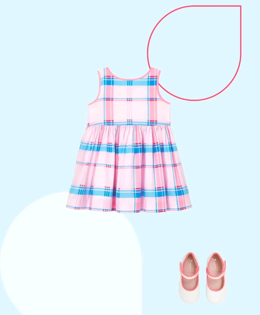 新品未使用　jacadi チェック柄ノースリーブワンピース 24M