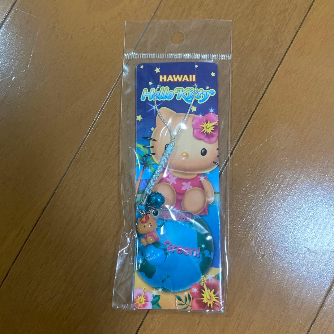 【レア】ご当地キティ　根付ストラップハワイ　Go green 日焼け