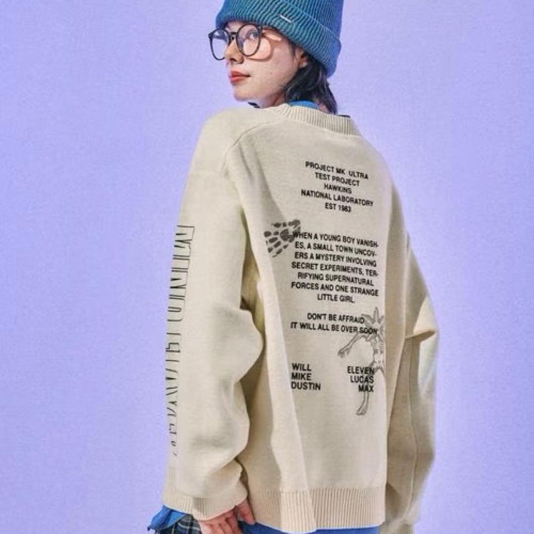 ストレンジャーシングス コラボ アソートモチーフニット オフホワイト