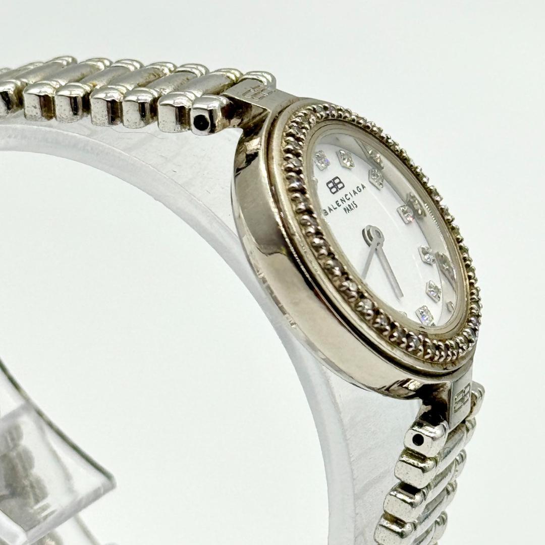 稼働品 BALENCIAGA バレンシアガ 腕時計 ラインストーンベゼル 2針