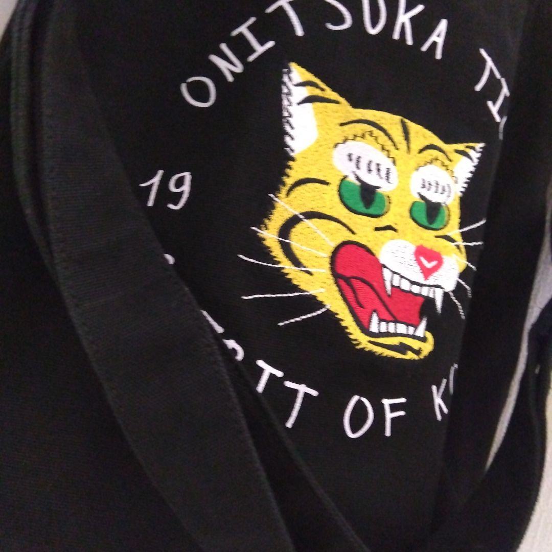 美品 オニツカタイガー 黒 ショルダーバッグトートバッグ 虎刺繍