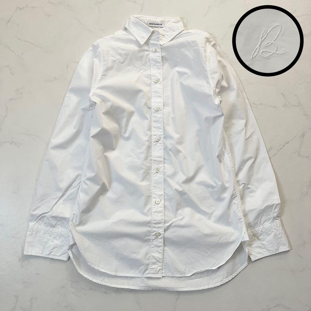希少02サイズ　マディソンブルー マダムシャツ　B刺繍　ホワイト