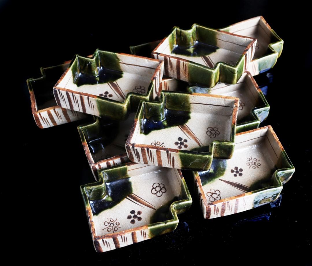 織部 八橋 向付 10客 懐石道具会席和食器陶芸鉢