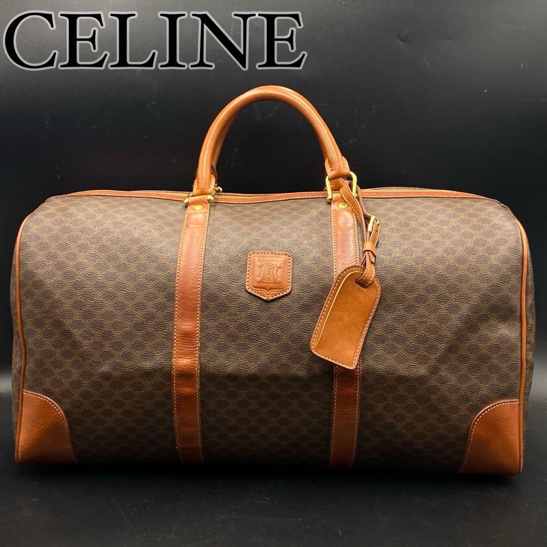 セリーヌ マカダム柄 トリオンフロゴ ボストンバッグ ブラウン