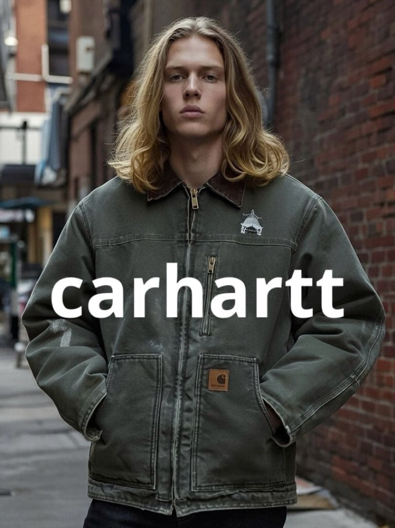 carhartt 短丈 リッジコート 企業ロゴ アーミーグリーン