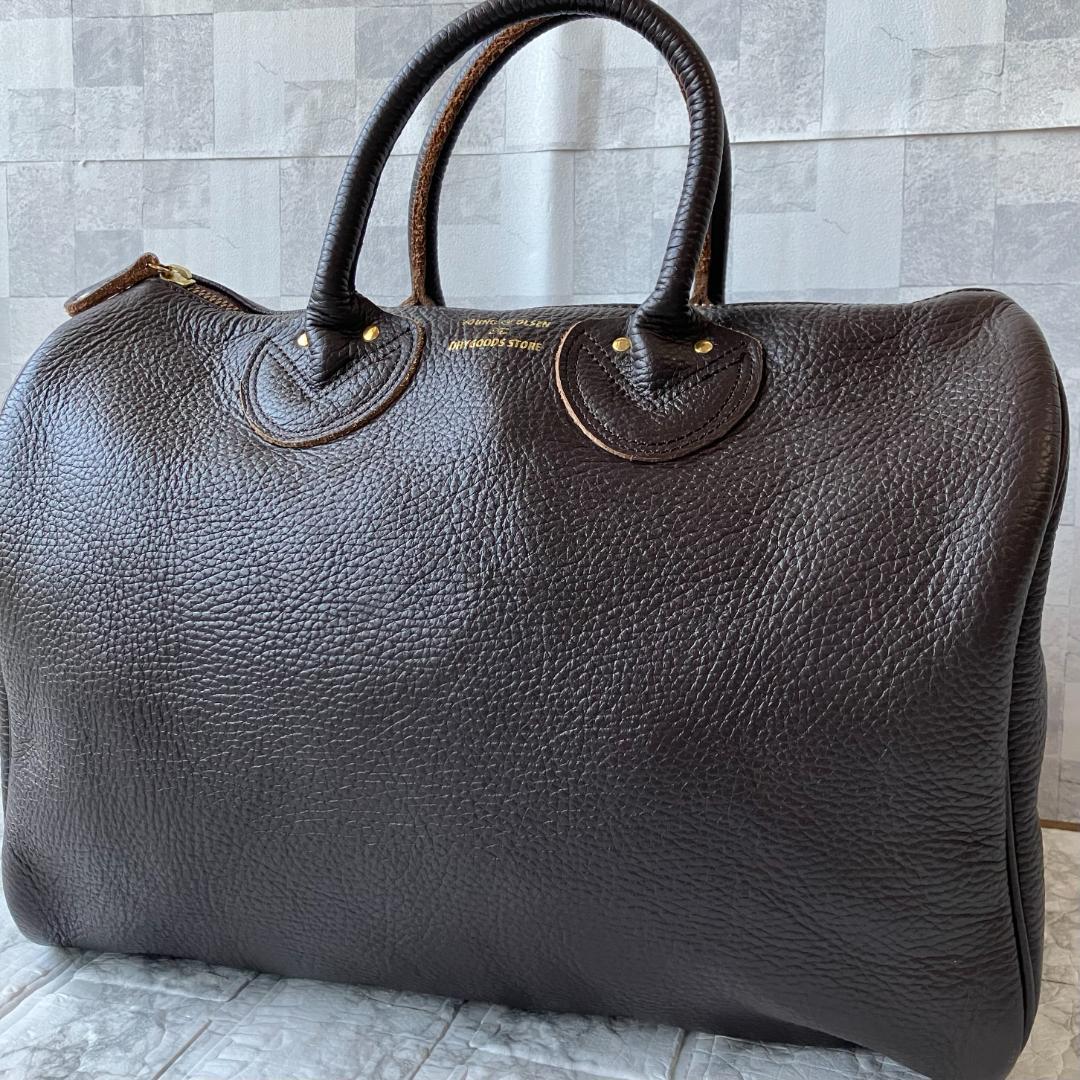 美品◎ヤングアンドオルセン EMBOSSED LEATHER BOSTON S