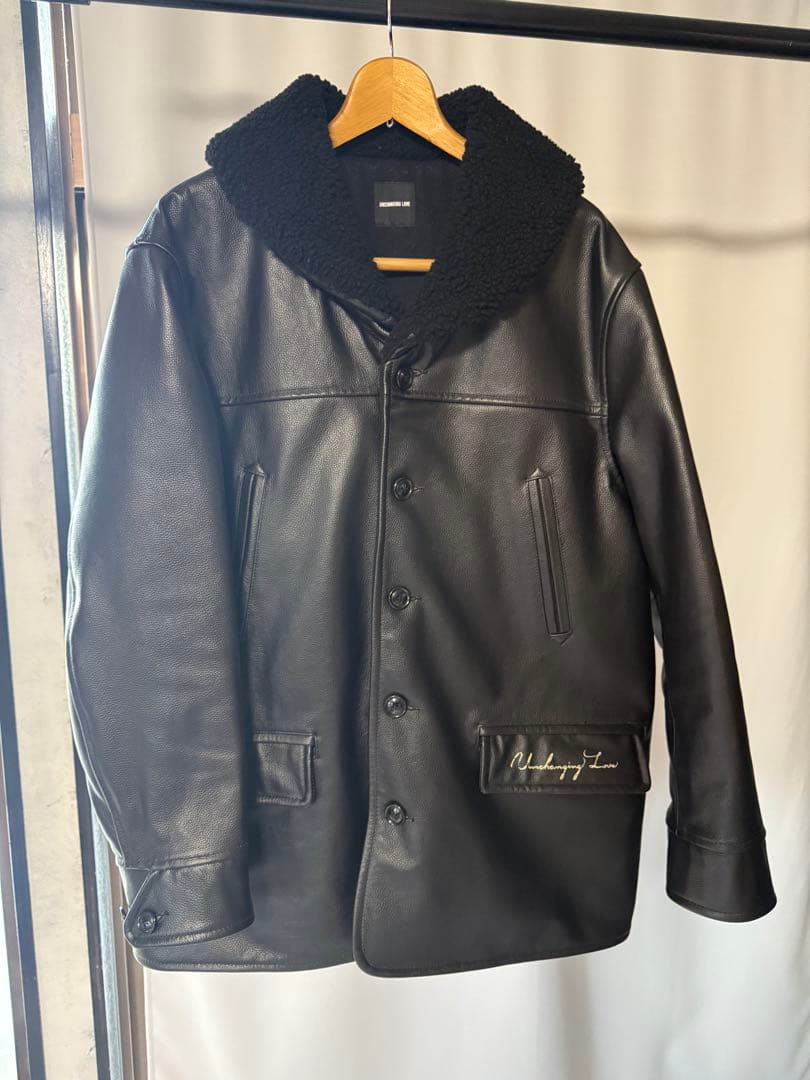 UNCHANGING LOVE [アンチェンジングラブ]レザーカーコート XL