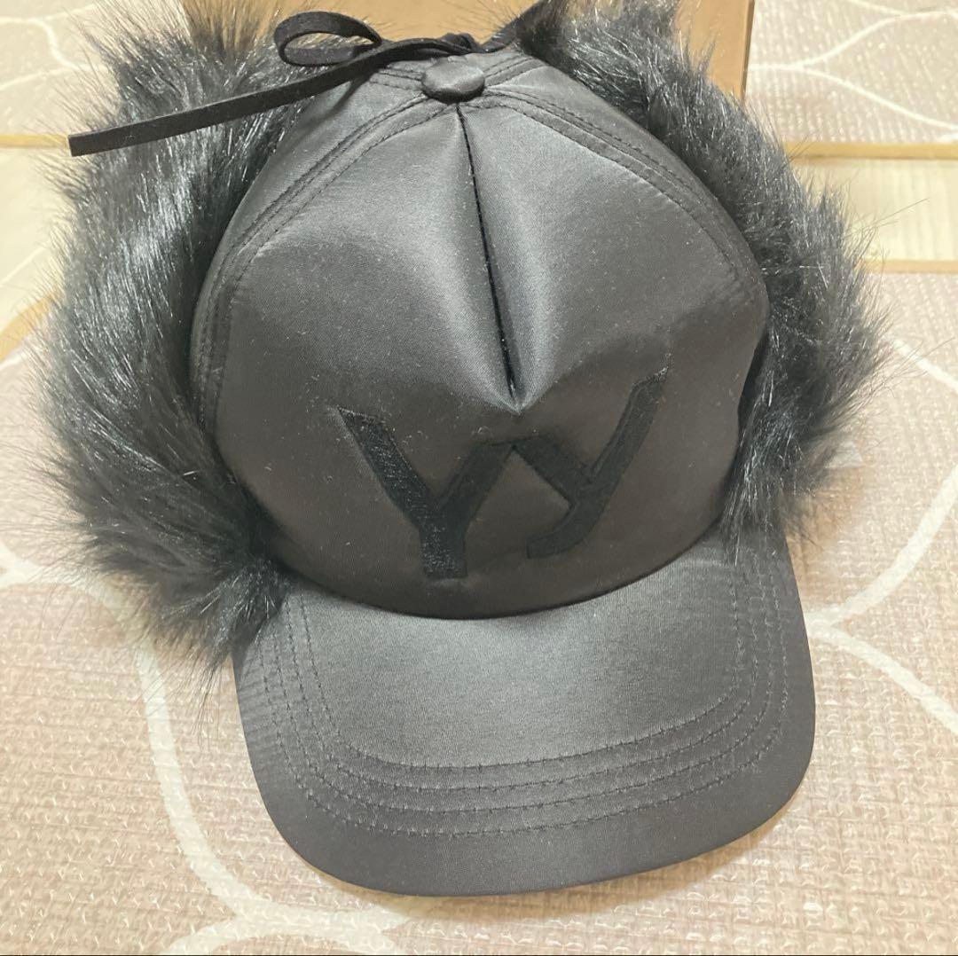 Open YY Faux Fur Earflap Cap Black キャップ