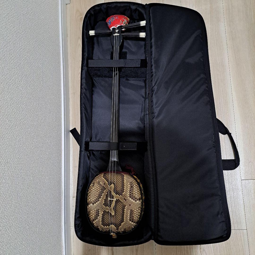 蛇皮模様 三味線 本体 専用ケース付き