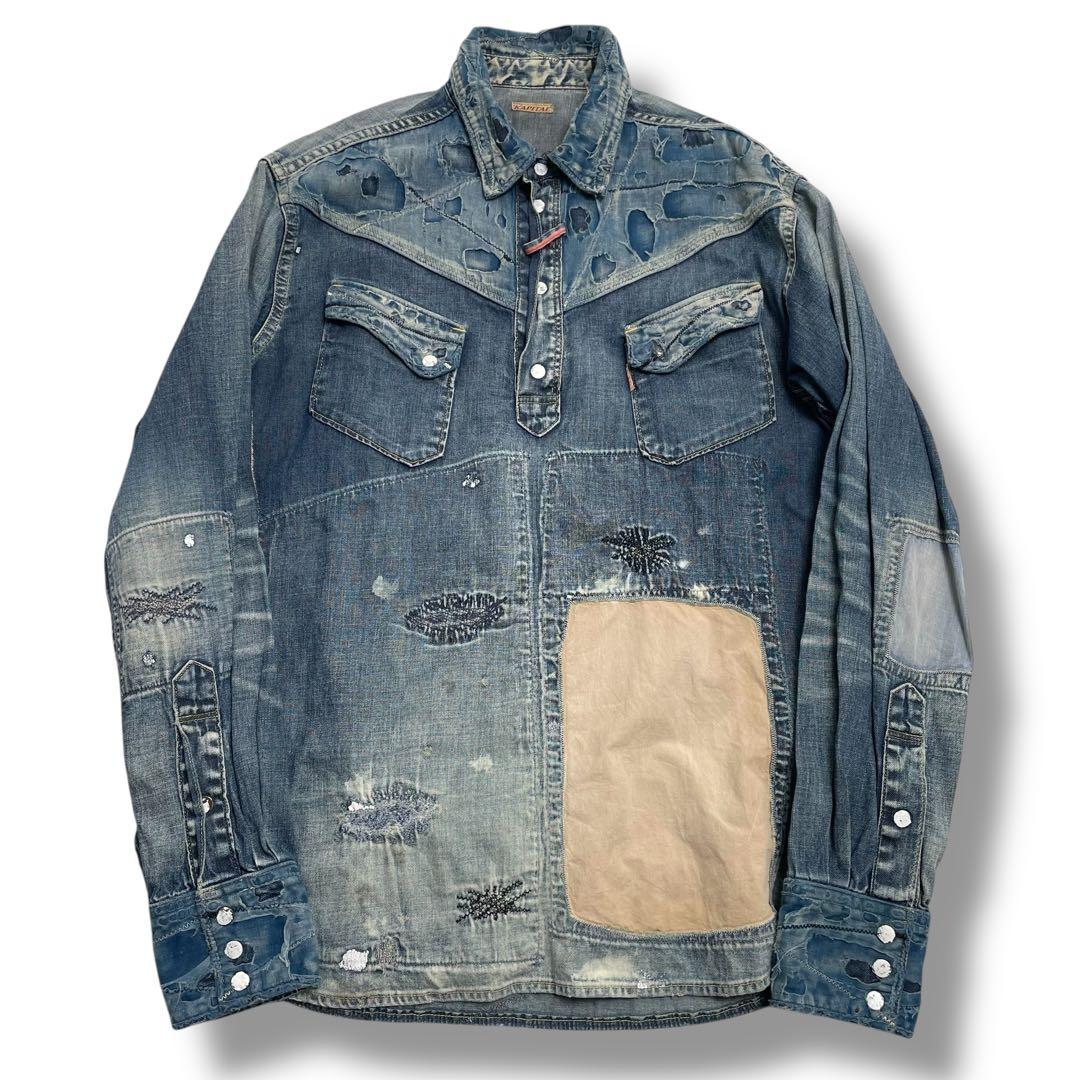 【名作】KAPITAL キャピタル ダメージ 刺し子 襤褸 ボロ デニムシャツ 楽天市場】新品未使用 KAPITAL キャピタル カントリー ファースト ボロ