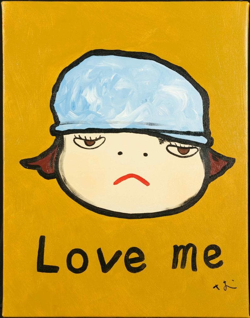 奈良美智　油彩　肉筆『LOVE ME』サイン 　裏サイン　F6号　額無/　796