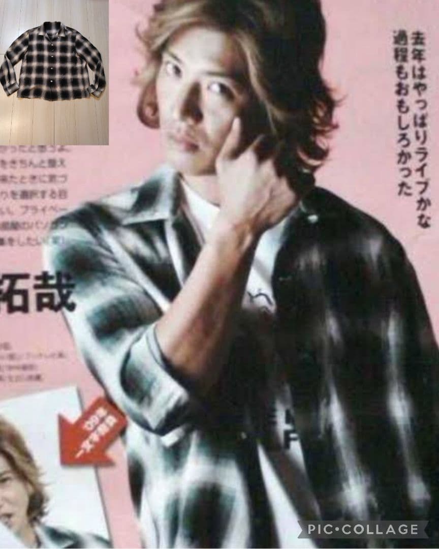 09ss【木村拓哉さん着用】オンブレチェック オープンカラー レーヨン