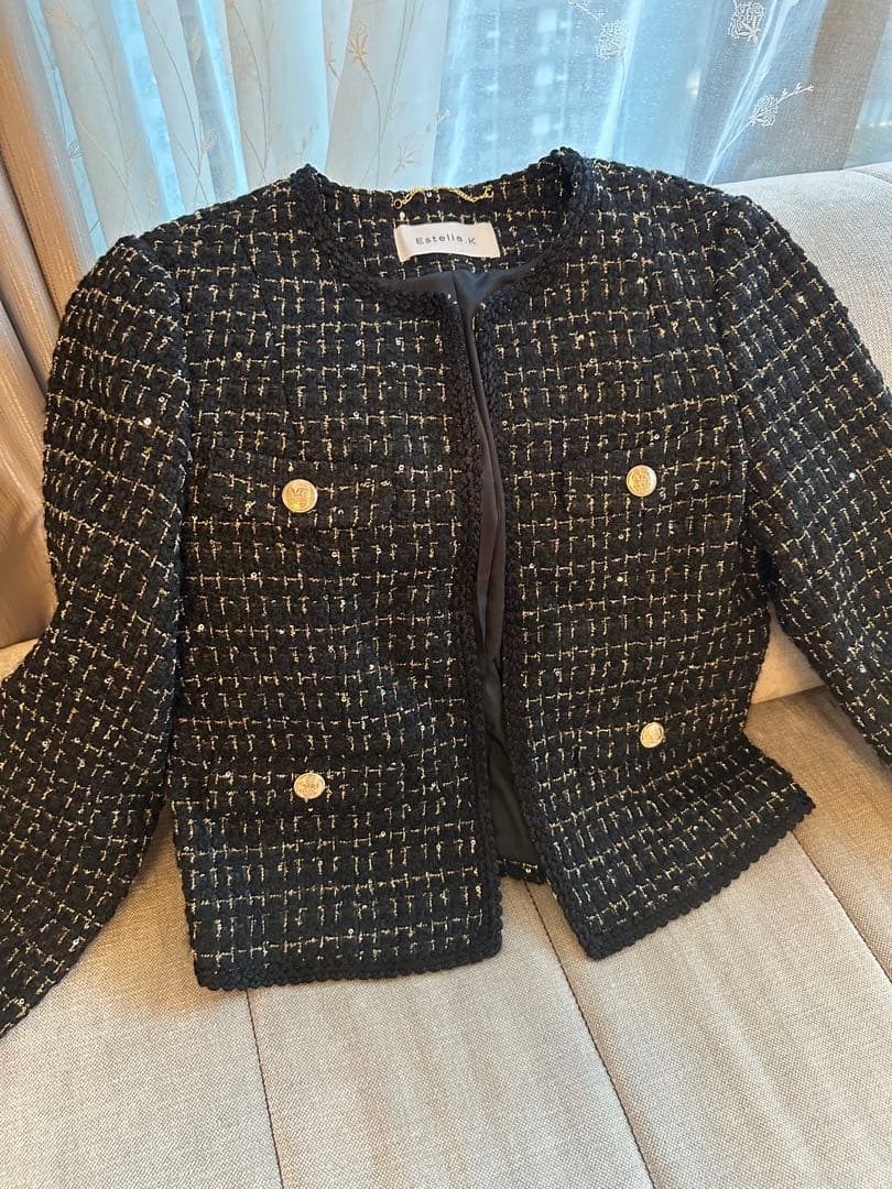 新品未使用　Estella.K ツイードジャケット 黒・金