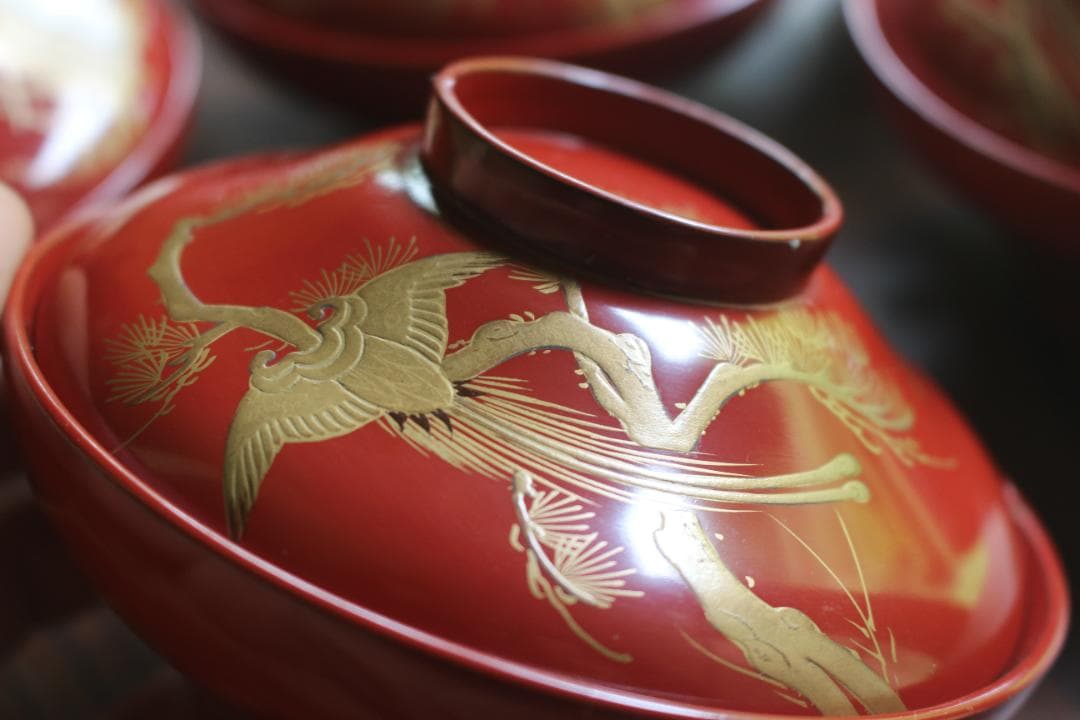 絵柄選択可！時代朱漆に優美な絵替風物蒔絵の映えるお椀7