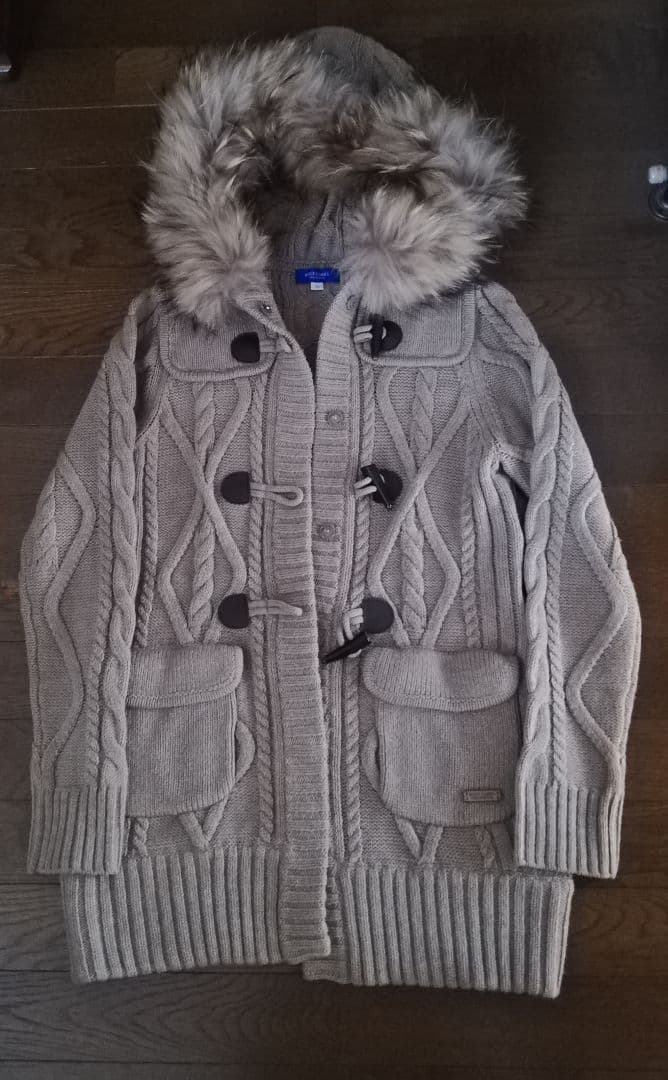 美品】バーバリーブルーレーベル☆ニットロングコート☆ダッフル☆ファー付