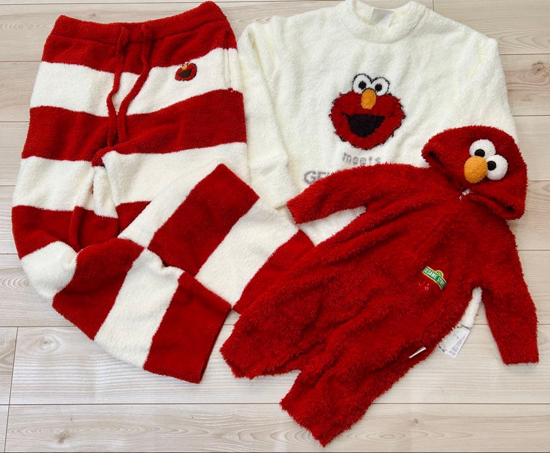 ジェラピケ　親子ペア　セサミストリート　エルモ　ルームウェア