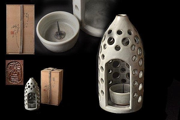 u589 現代作家　杉原祥公　丹波焼燈台　燭台 ローソク立て 骨董