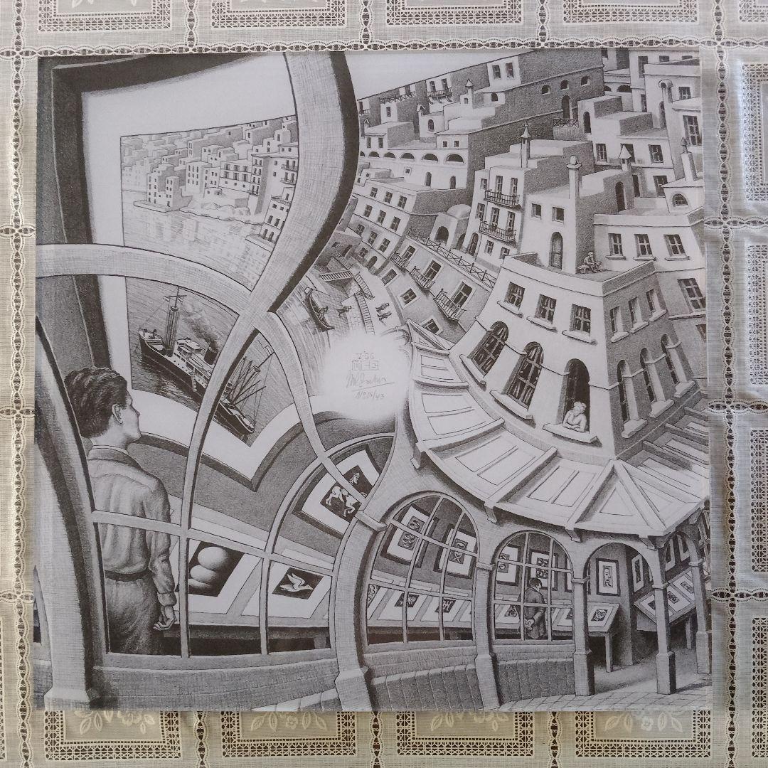 エッシャー Escher　リトグラフ『版画のギャラリー』アクリル板画　1956年