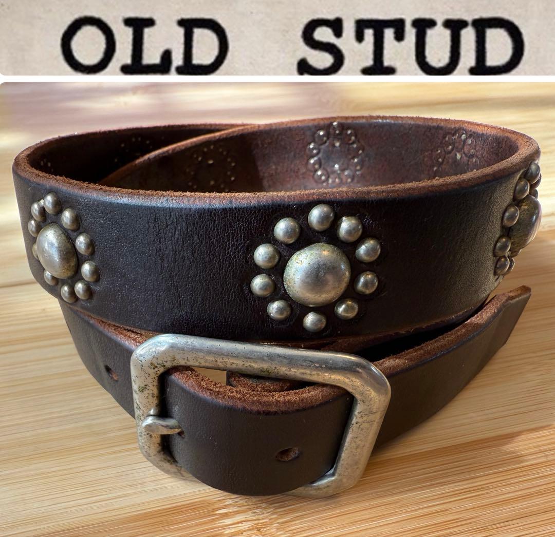 ⭐️美品⭐️OLD STUD⭐️フラワースタッズ⭐️ブラックホースレザー(茶芯)⭐️34