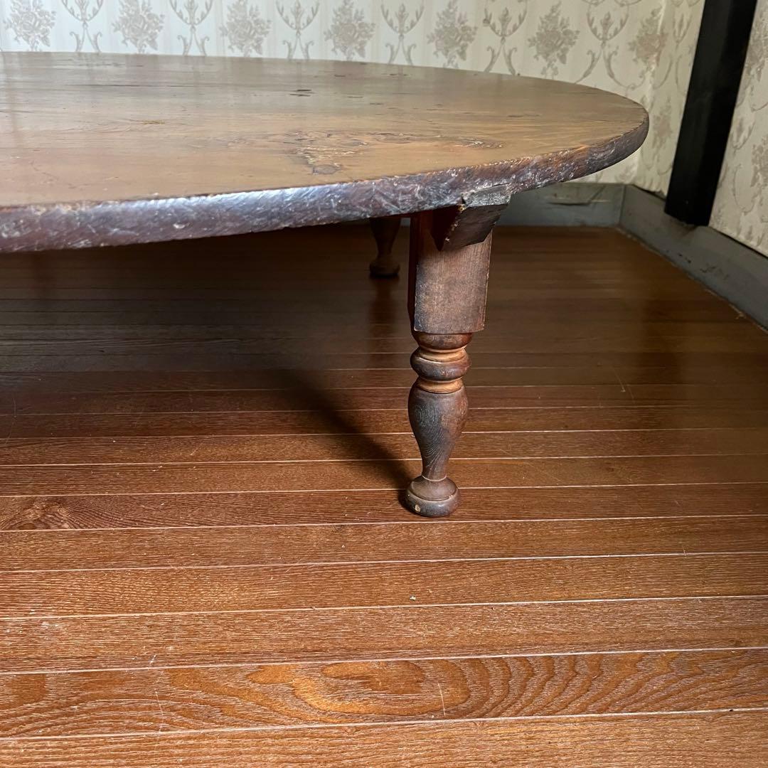 すずらん様用】特大 木製 ろくろ足 円卓 座卓 ちゃぶ台 ローテーブル