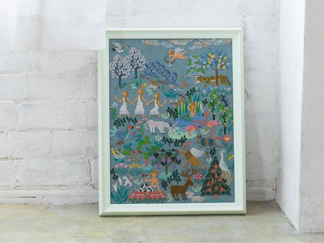 【ハッピーさん】Gera! クロスステッチキット「牧神の午後」 額セット Gera! 丸岡京子さんのクロスステッチキット「牧神の午後」 - 商品