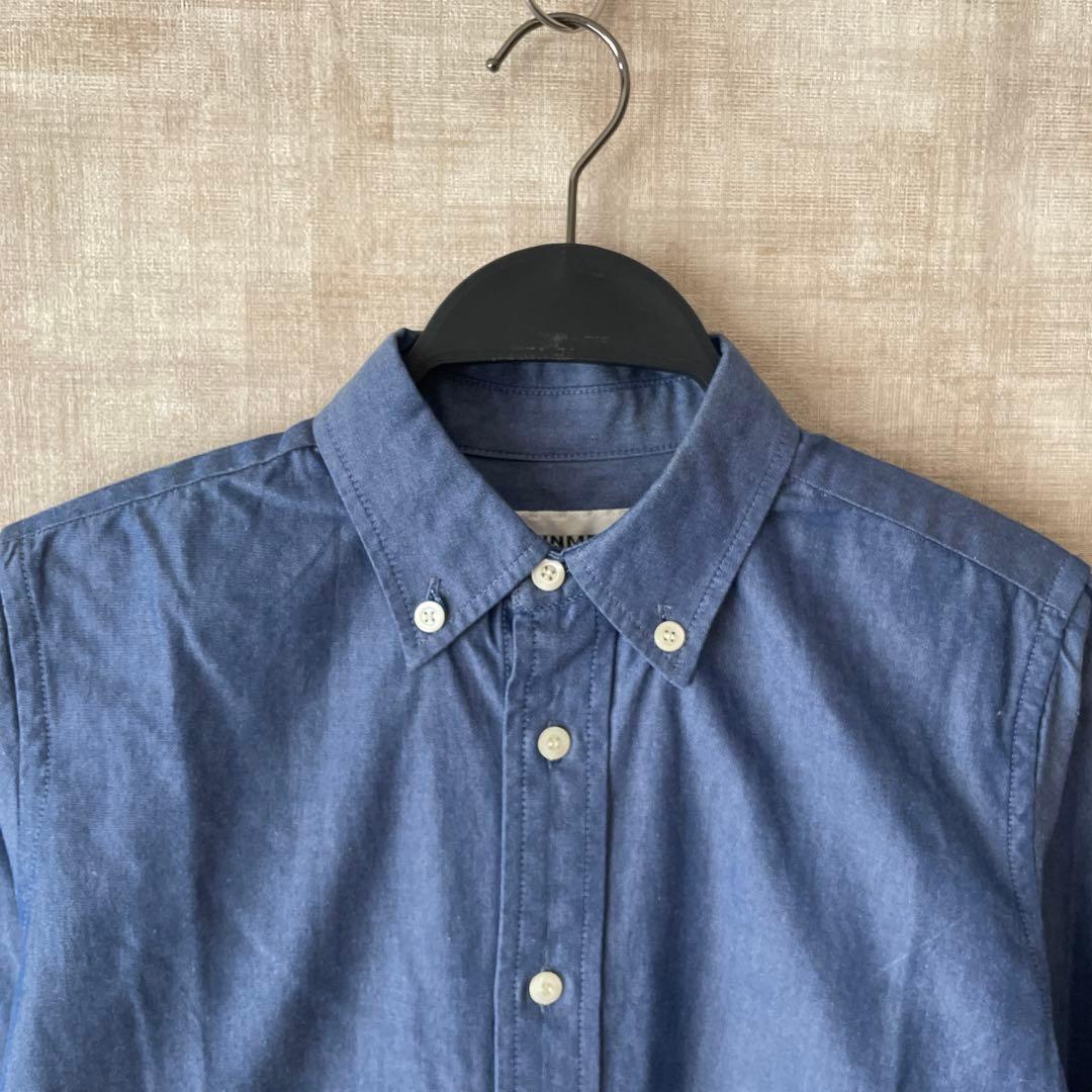日本製【SINME】ダンガリークロスボタンダウンシャツ サックスブルー M