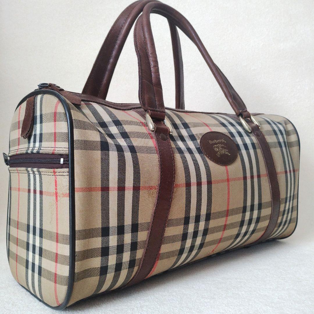 BURBERRY ミニボストンバッグ キャンバス ノバチェック シャドーホース