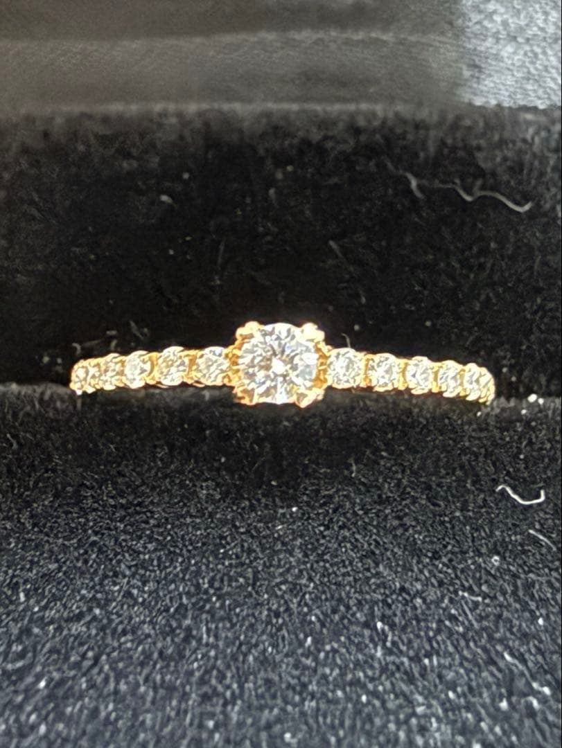 k18 ハーフエタニティ 1粒 ダイヤモンド リング