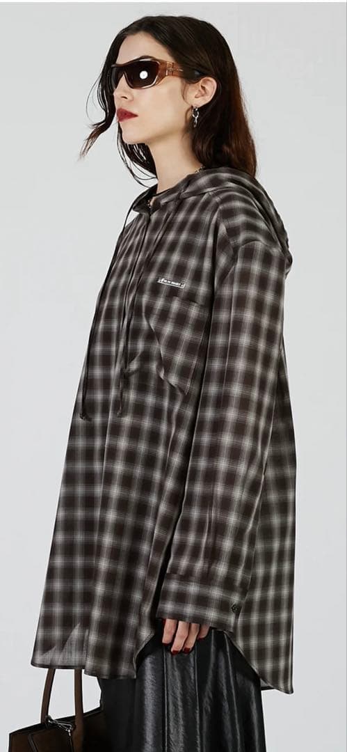 ⭐︎PRANK PROJECT Hoodie Check Shirt BRN