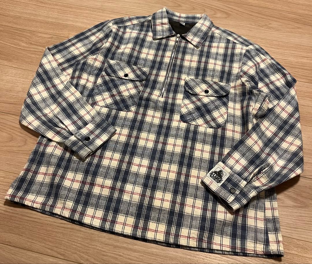 アメリカ製 90s X-LARGE エクストララージ ハーフジップ ネルシャツ
