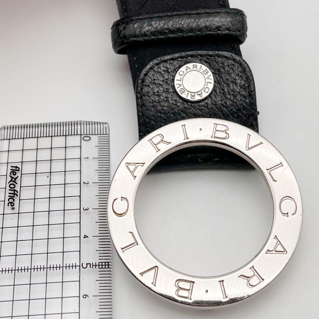 ブルガリ ロゴマニア ベルト ビーゼロ レザー 黒 シルバー 105/42