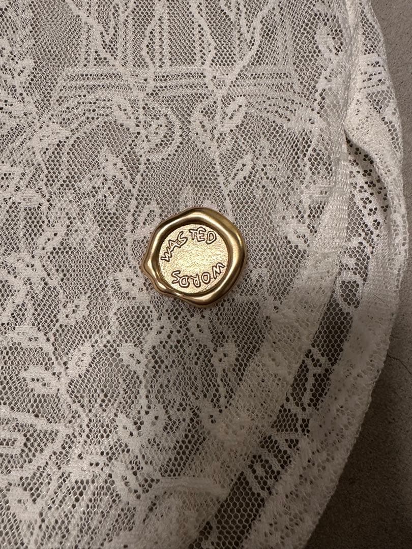 SHINYA KOZUKA レース柄 長袖ホワイトシャツ