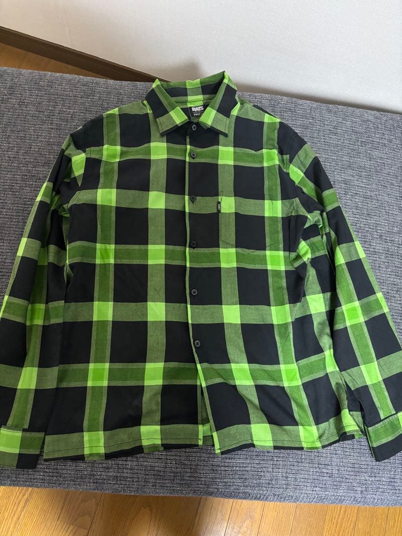 RATS グリーン ブラック チェックネルシャツ L