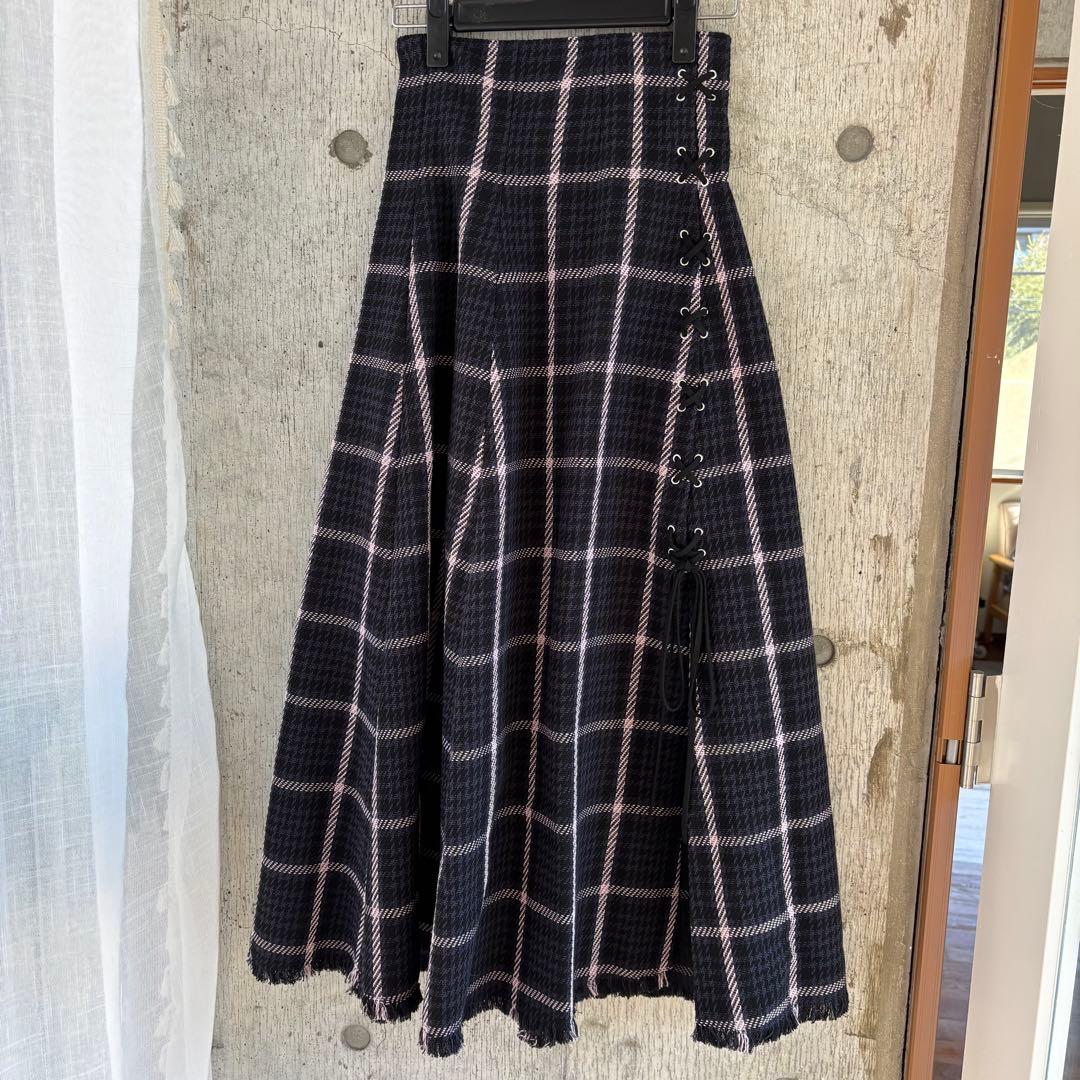 24年【スナイデル】WEB限定 チェックスリットデザインロングスカート