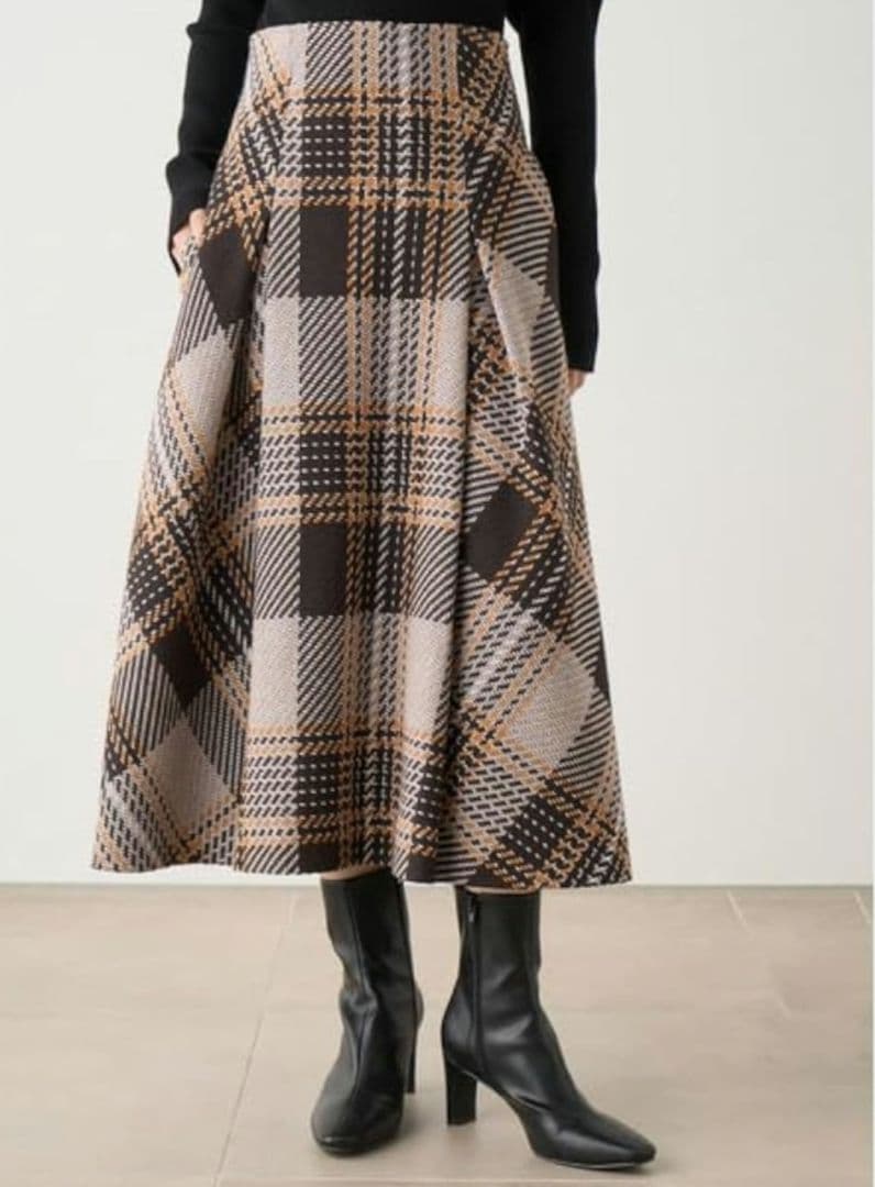 新品　SNIDEL スナイデル ロービング チェック ロング スカート