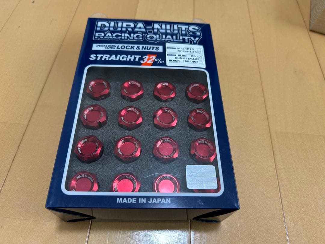 RAYS レイズ ジュラルミンロック＆ナット M12×P1.25 L32 レッド